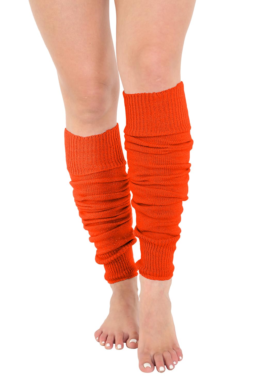 Crazy Chick Women's Orange Crazy Chick® Deluxe Luxurious 80'S Plain Ribbed Leg Warmers Legwarmers 12 Color Tu Tu (Orange)