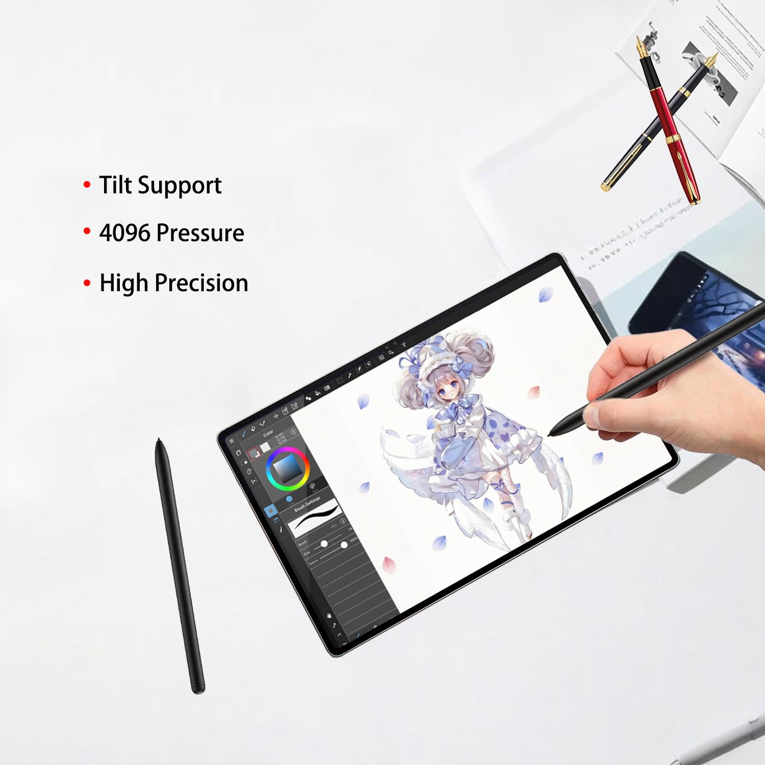 Stylet de rechange pour Galaxy Tab S10 S (sans Bluetooth) pour Samsung Galaxy Tab S10/Tab S10+/Tab S10 Plus/Tab S10 Ultra/Tab S10 Lite Stylet avec pointe gratuite, noir
