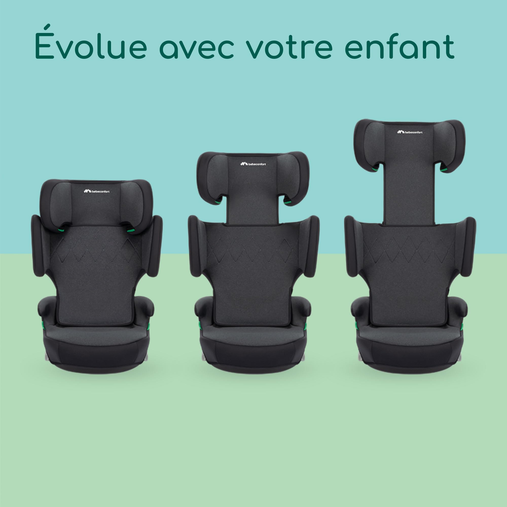 Bebeconfort RoadFix i-Size, Siège Auto Rehausseur à Dossier, 3,5-12 ans (100-150cm), Siège Auto ISOFIX, Pliable, Léger (4,4 kg), 14 Positions d'Appui-tête, Siège Rembourré, Tinted Black