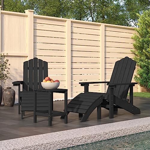Woonisher Sillas de jardín Adirondack con reposapiés&Mesa HDPE Antracita