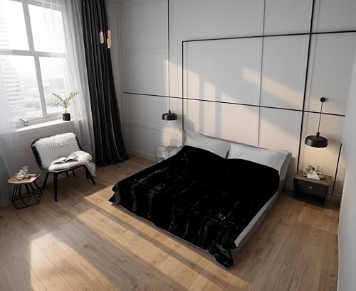 Manta negra tamaño king visón coreano grueso suave felpa mantas Cobijas Fleece Throw