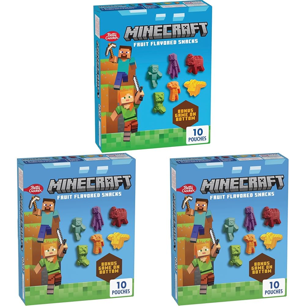 Betty Crocker Minecraft Fruit Flavored Snacks 10 Count, 8 OZ (Pack of 3)