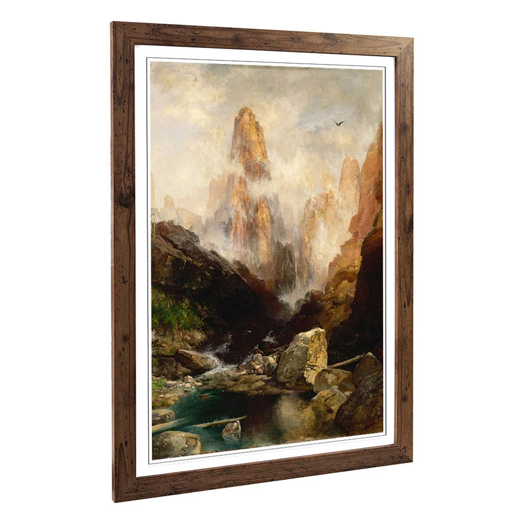 Big Box Art Framed Print of Thomas Moran Mist in Kanab Canyon Utah Design | Wall Art Picture | Home Decor for Kitchen, Living Room, Bedroom, Hallway, Walnut, A2 / 24.5x18 Inch / 62x45cm
