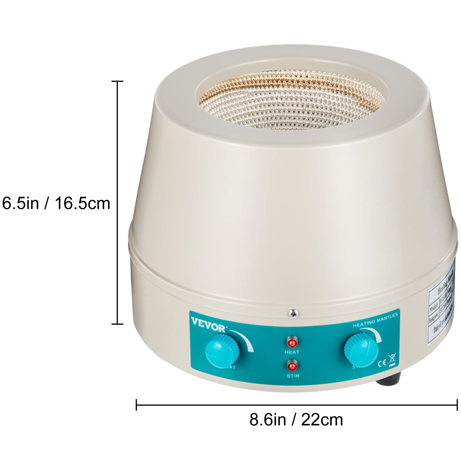 labor heizmantel 500ml heizmantel labor rundkolben 500ml Heizhaube 500W Heating Mantle Stirring 0~2000 RPM Heating Mantle Sleeves für Aufheizen und Rühren von Flüssigkeiten (500ML)