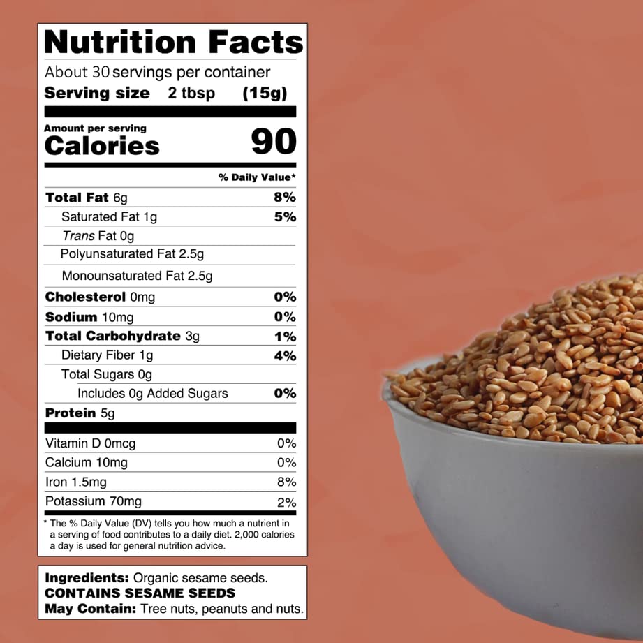 Vista 4 de Just About Foods - Harina de semillas de sésamo keto orgánica, 1 libra, paleo, kosher, sin gluten, paquete de 1