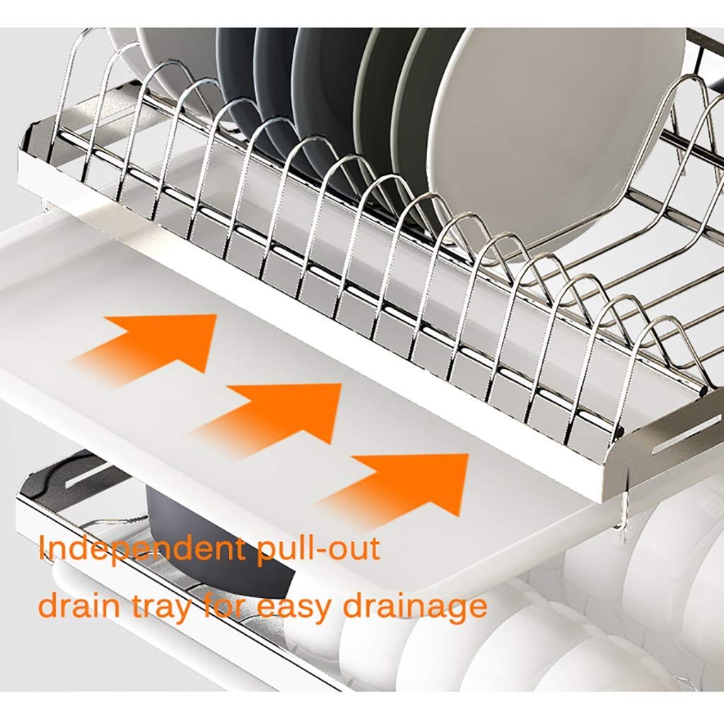 Kitchen 201 Scolapiatti a Parete a 2 Strati in Acciaio Inox 412 266 405 cm, Nero/Argento