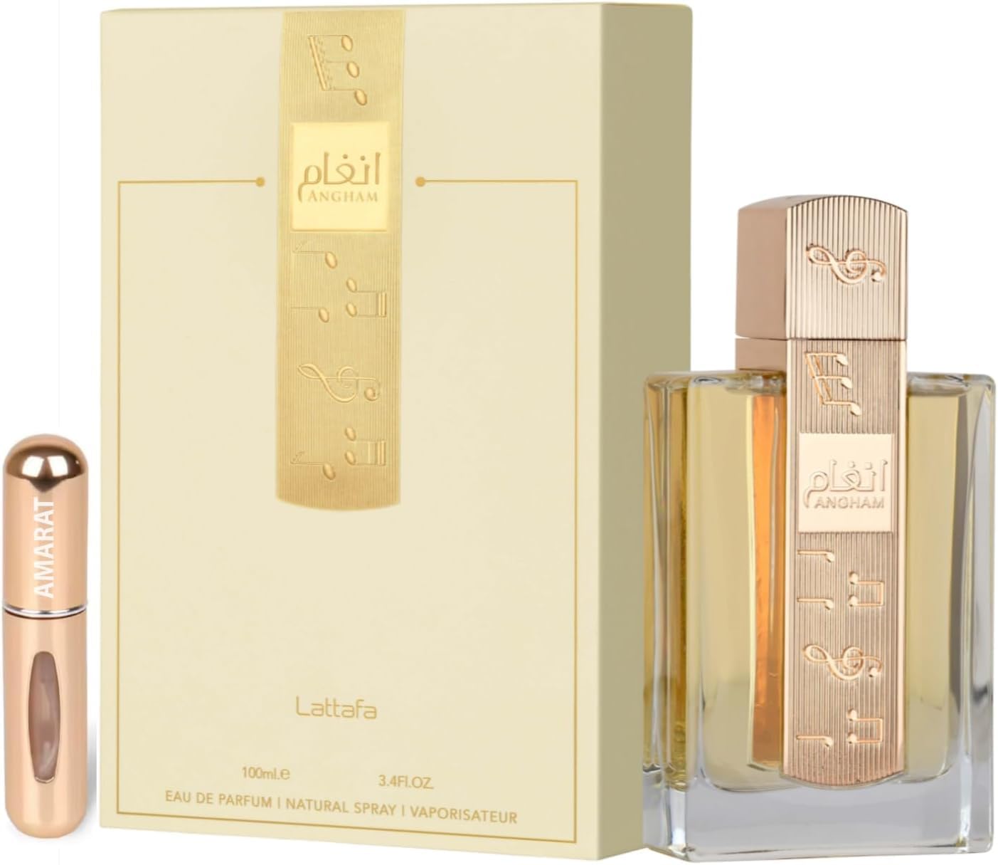 Profumo Angham originale 100 ml, Eau de Parfum a lunga durata, atomizzatore ricaricabile 5 ml, fragranza orientale con mandarino, pepe rosa e vaniglia