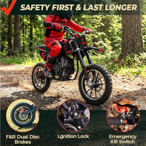 Image of FRP FX40-Ogemaw Teens Dirt Bike, EPA Approved 40CC 4-Stroke Gas Mini Dirt Bike with Dual Disc Brakes, Off-Road Bike for Ages 13+, 20 MPH Max Speed, 132 LBS Capacity - Black