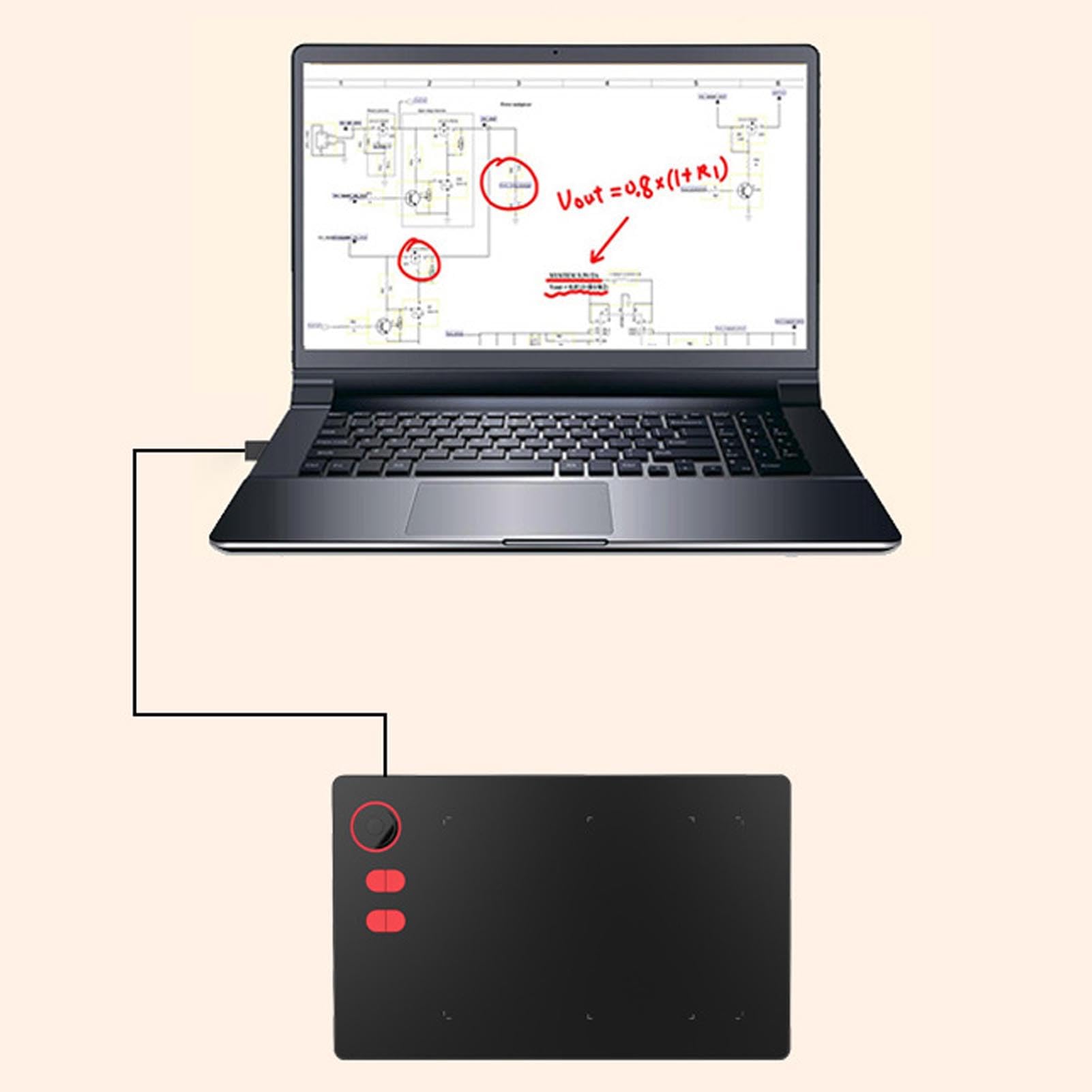 8192 Niveles Sensibilidad de Presión Tableta de Dibujo con 4 Soporte de Expresskeys Personalizables para Mac, PC con, para Enseñanza en Línea,