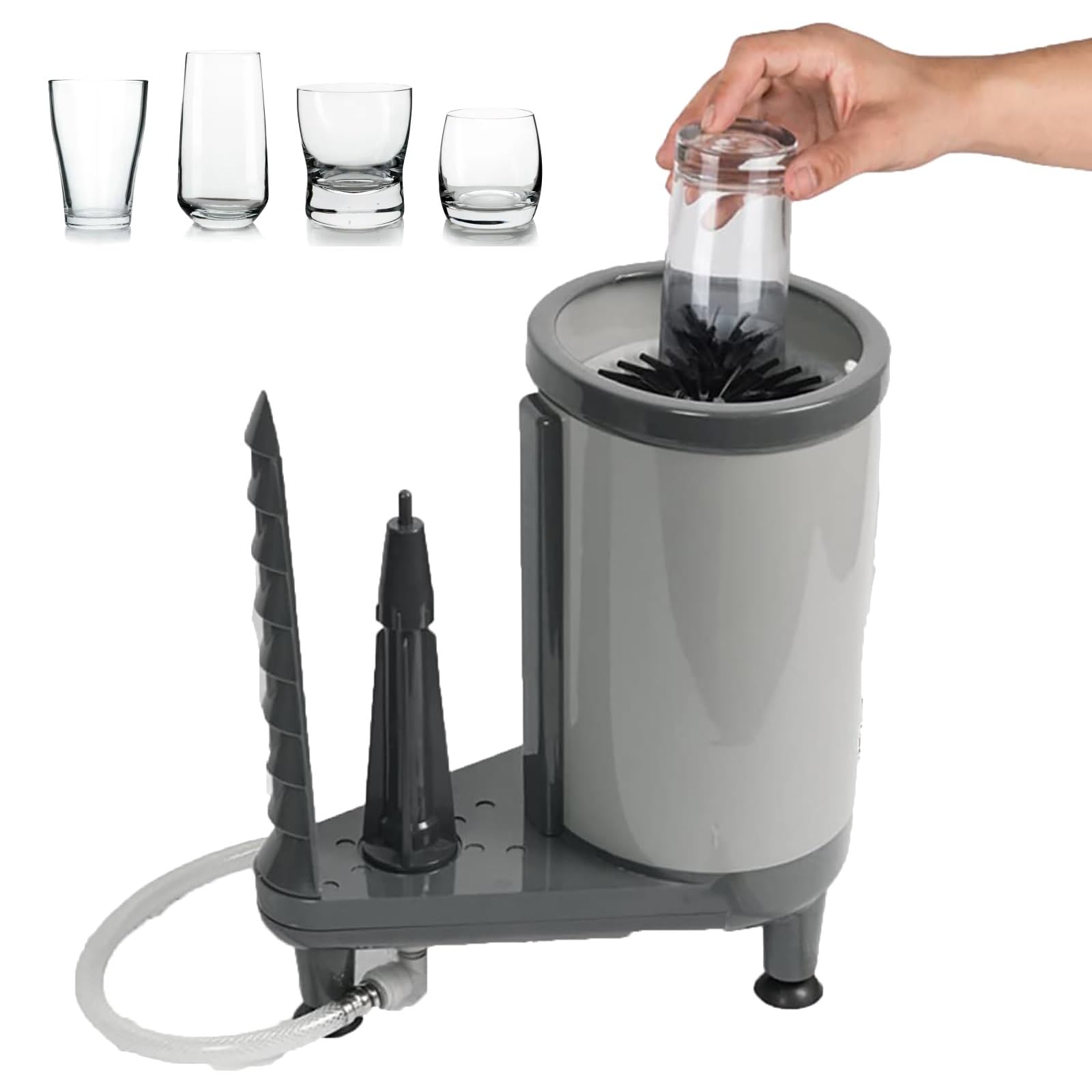 Laveuse automatique de verre avec brosse en nylon à 360°, patins antidérapants et fonction de rinçage de nettoyage de la tasse, parfait pour les magasins de boissons et les restaurants, permet
