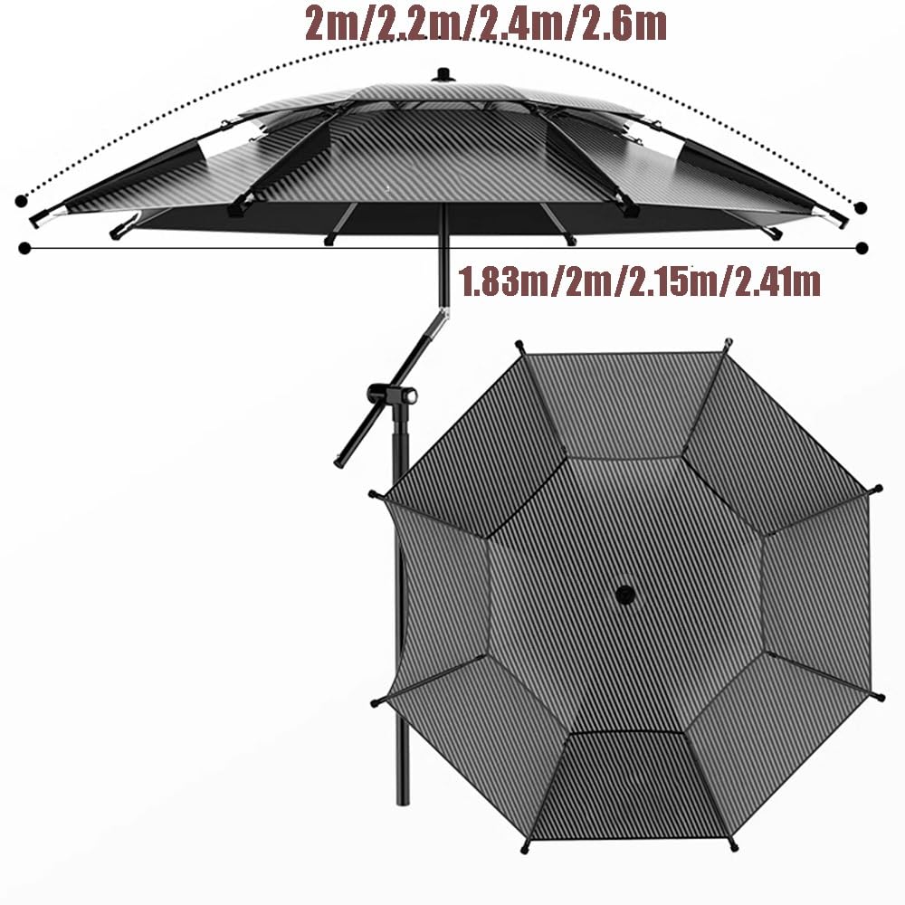 7,2 Fuß Strandschirm für Sand, tragbarer, winddichter Terrassenschirm, Verstellbarer Neigungs-Sonnenschutz, Tischschirm für den Außenbereich mit Anker-Tragetasche (260 nm/8,5 Fuß)