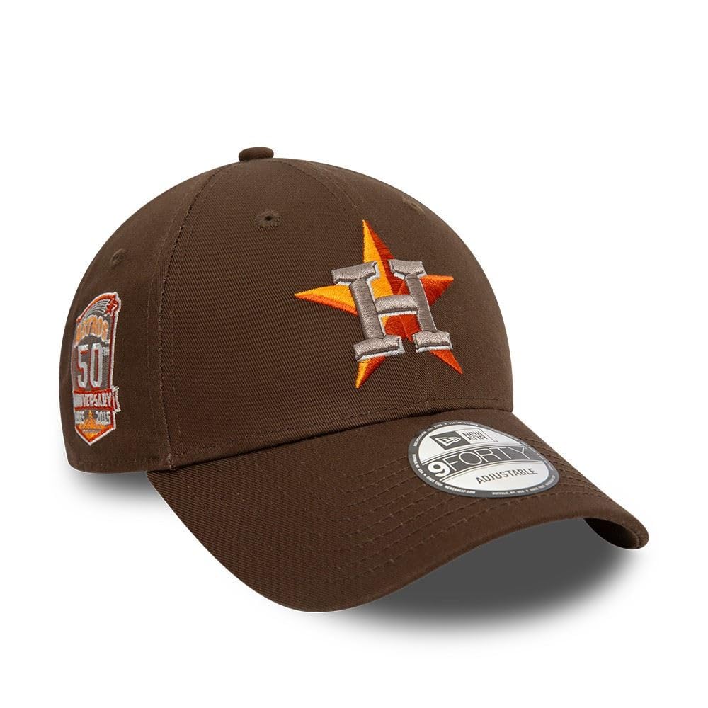 New Era Men's 940-Astros-Brown-#32183 Houston Astros Mlb 50Th Anniversary Sidepatch 1965-2015 Brown 9Forty Adjustable Cap - One-Size