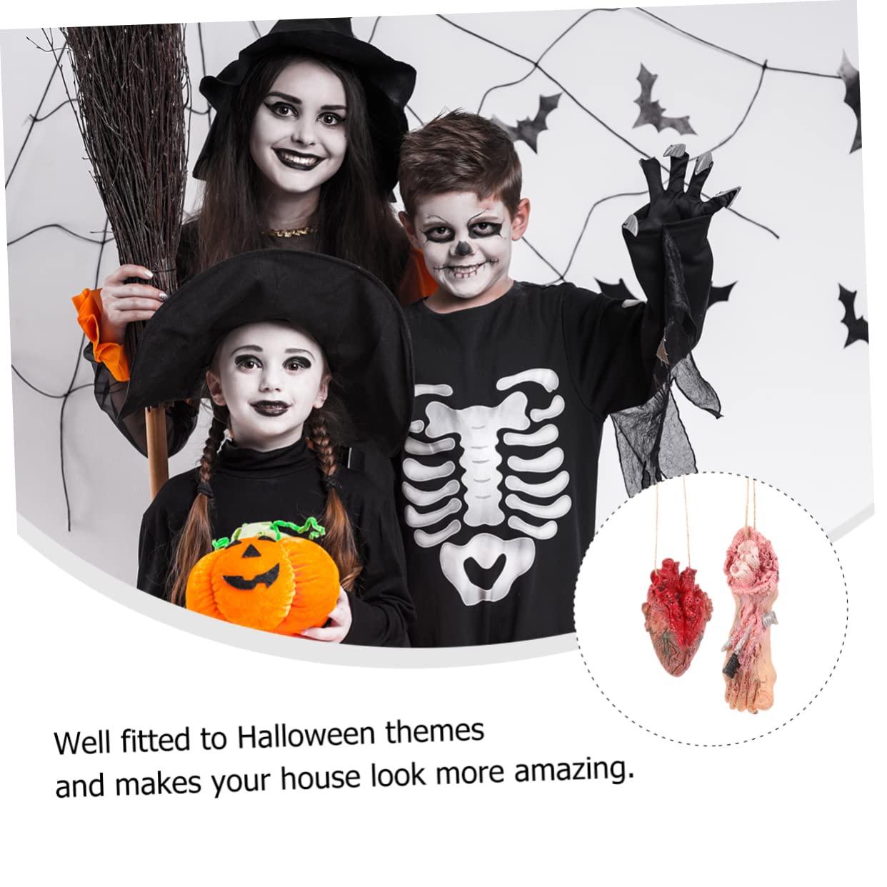 INOOMP 2 Stück Gruselige Halloween Requisiten aus Latex Realistische Menschliche Körperteile als Schaurige Halloween Hängeleien für Party und Geisterhaus Dekoration
