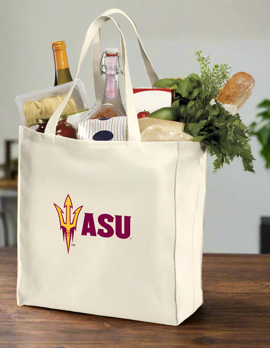 Reusable Arizona State University Shopping Bags or ASU Grocery Bag 2Pc SET NATURAL COTTON