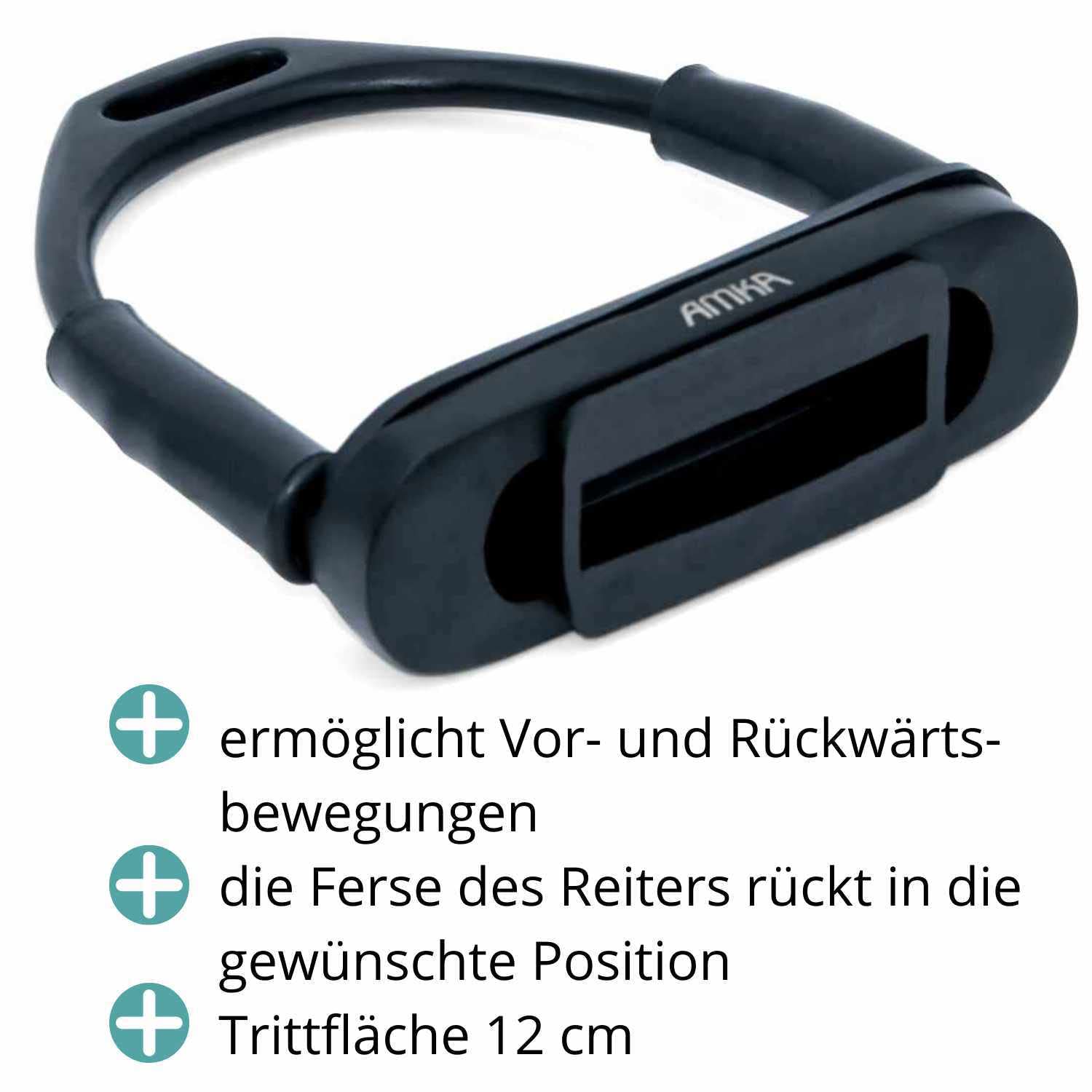 AMKA Steigbügel mit Gelenk schwarz Sicherheitssteigbügel Steigbügel in 10, 12 und 13 cm Trittweite