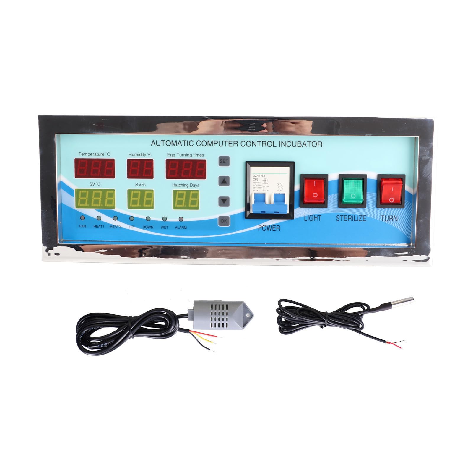 Conjunto automático de incubadora de Huevos de Aves de Corral con Sensor de Control de Temperatura y Humedad para Pollo, Ganso, Pato, codorniz