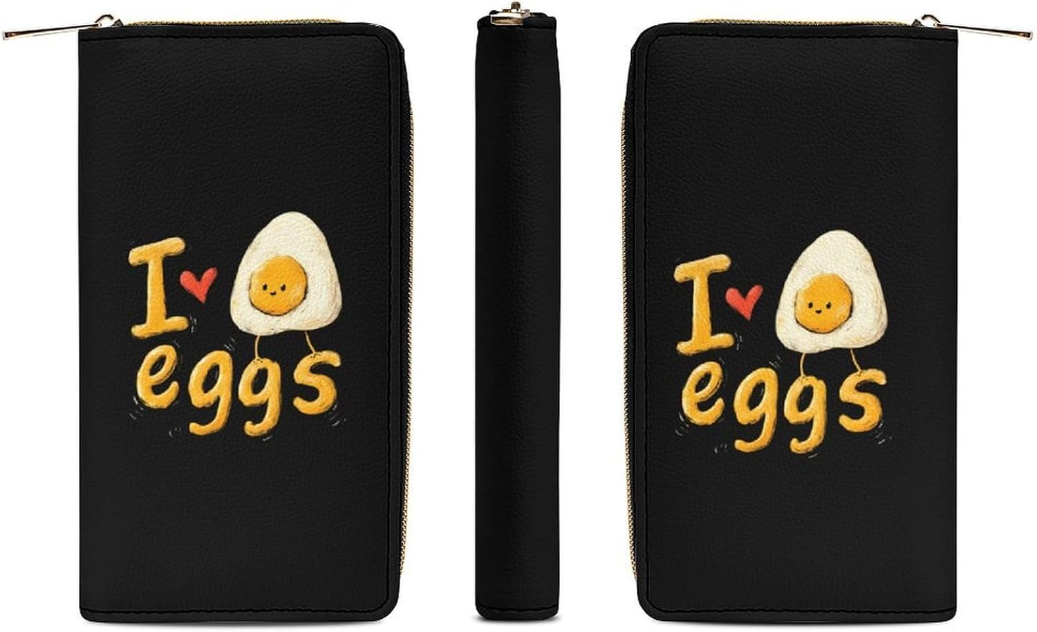 I Love Eggs Long Zippered Pouch for Men And Women Large Clutch Cash Wallet with Credit Card Slots