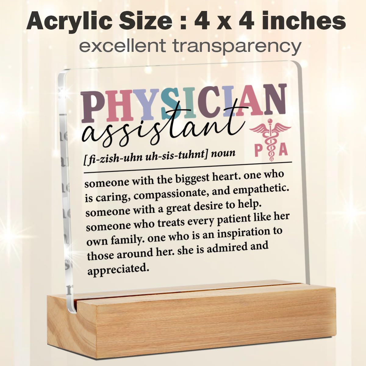 Physician Assistant Gifts for Women, PA Gifts Physicians Assistant Gifts, Thank You Gifts for Physician Assistant Acrylic Desk Plaque Sign 4 x 4 Inches