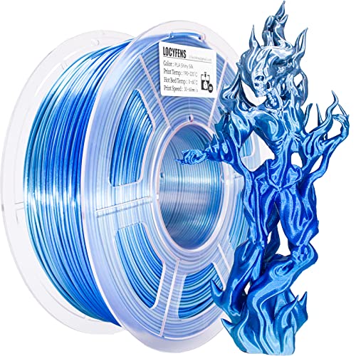 Image of PLA 3D Printer Filament, PLA Filament Silk Silver Shiny Blue PLA Filament 1.75mm + /- 0.02mm, 3D Printing Filament 1kg /2.2lbs