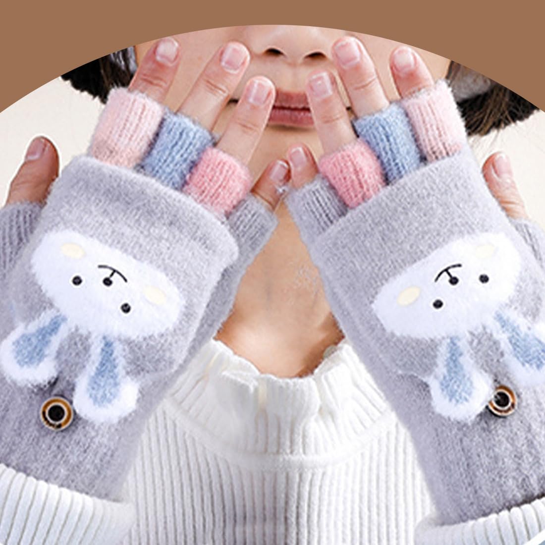 EBHO 1 Par Guantes sin Dedos, Guantes para niños, Guantes de Medio Dedo, Guantes para bebés, Guantes de Abrigo para niños pequeños
