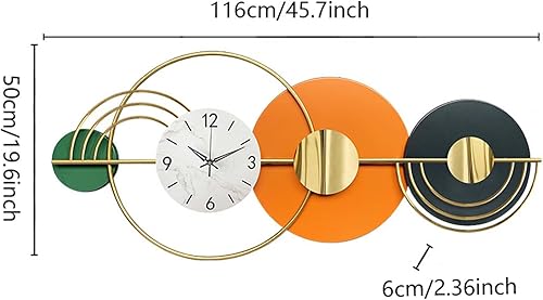 Miniatura 4 de Reloj decorativo de metal grande de 45 pulgadas, 3D, moderno, creativo, de pared, diseño artístico, silencioso, para decoración de sala de estar