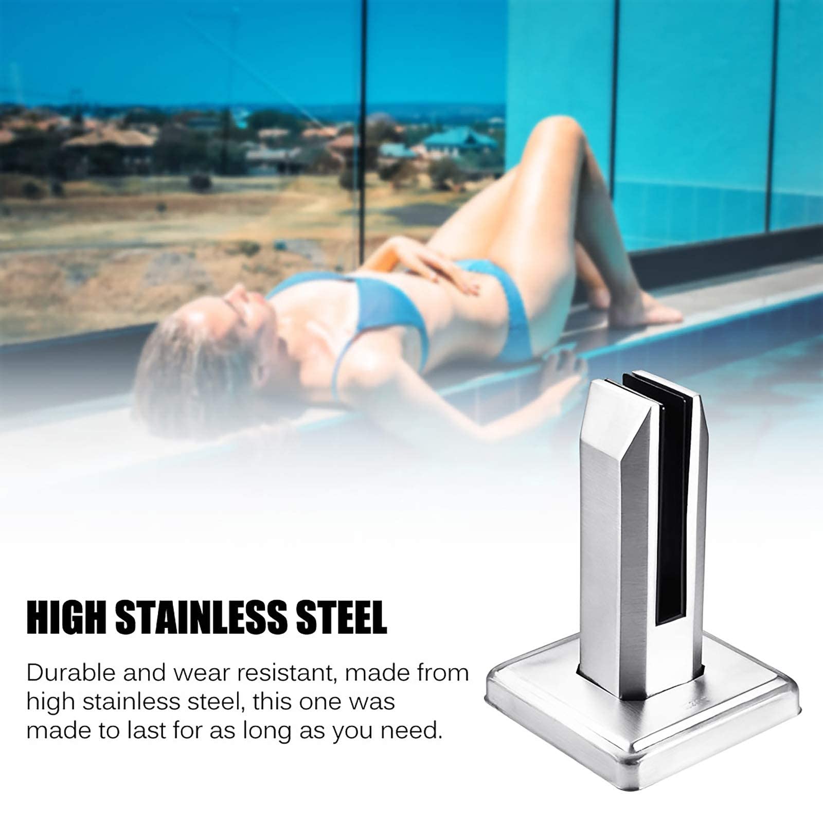 Poste de panel de vidrio de acero inoxidable, abrazadera para valla de piscina, abrazadera para cercado de balcón, poste de balaustrada con espita redonda, soporte, montado en el piso