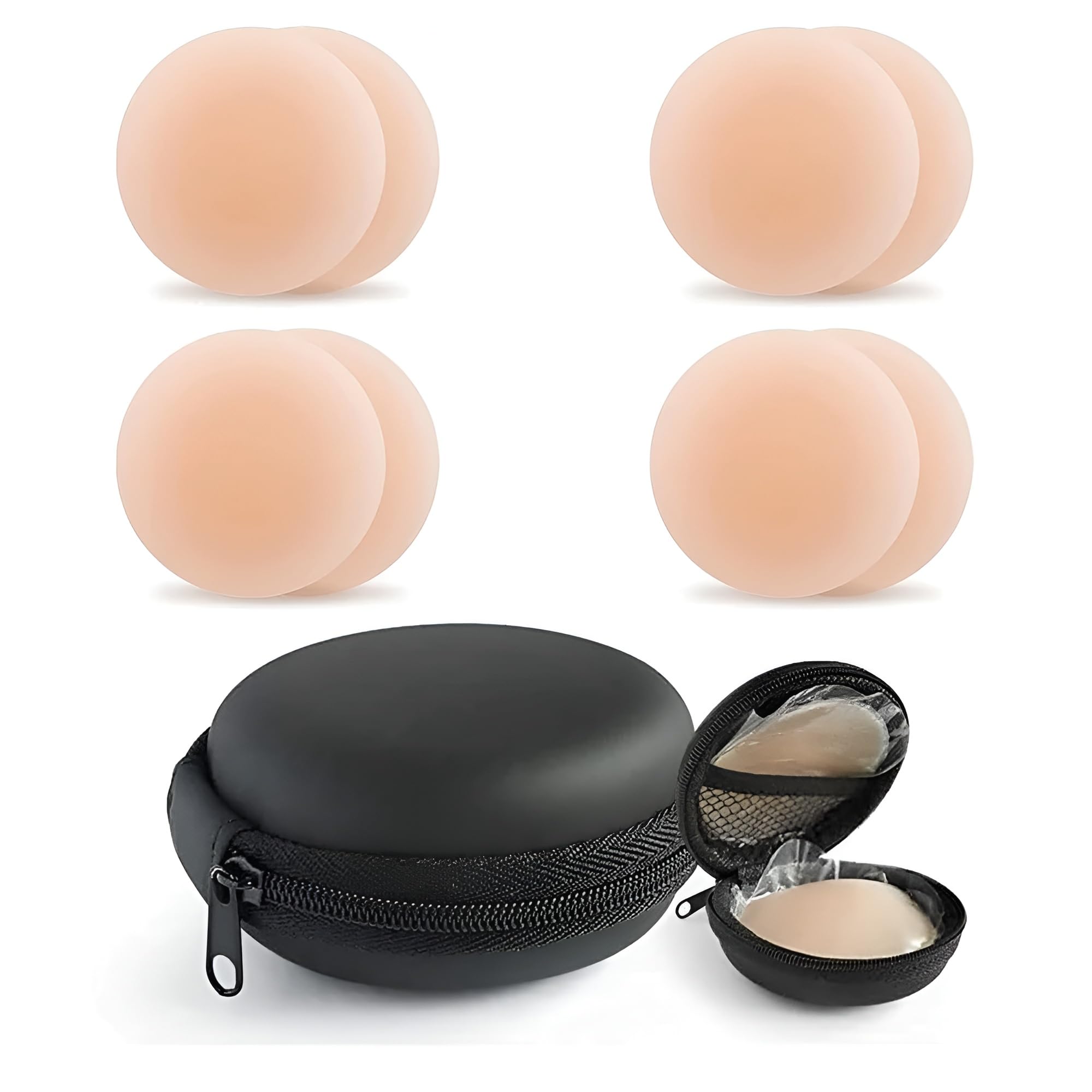 Nipple Covers Reusable Comfortable Invisible Adhesive Silicone Pasties for Women (2 Pair with Black Cover)-image-33