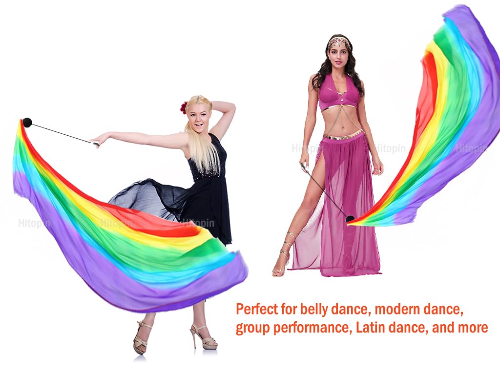 Hitopin 2 Sets Belly Dance Veil Poi Throwing Balls Scarf Streamer with Poi Balls For Parties Performances - Image 4