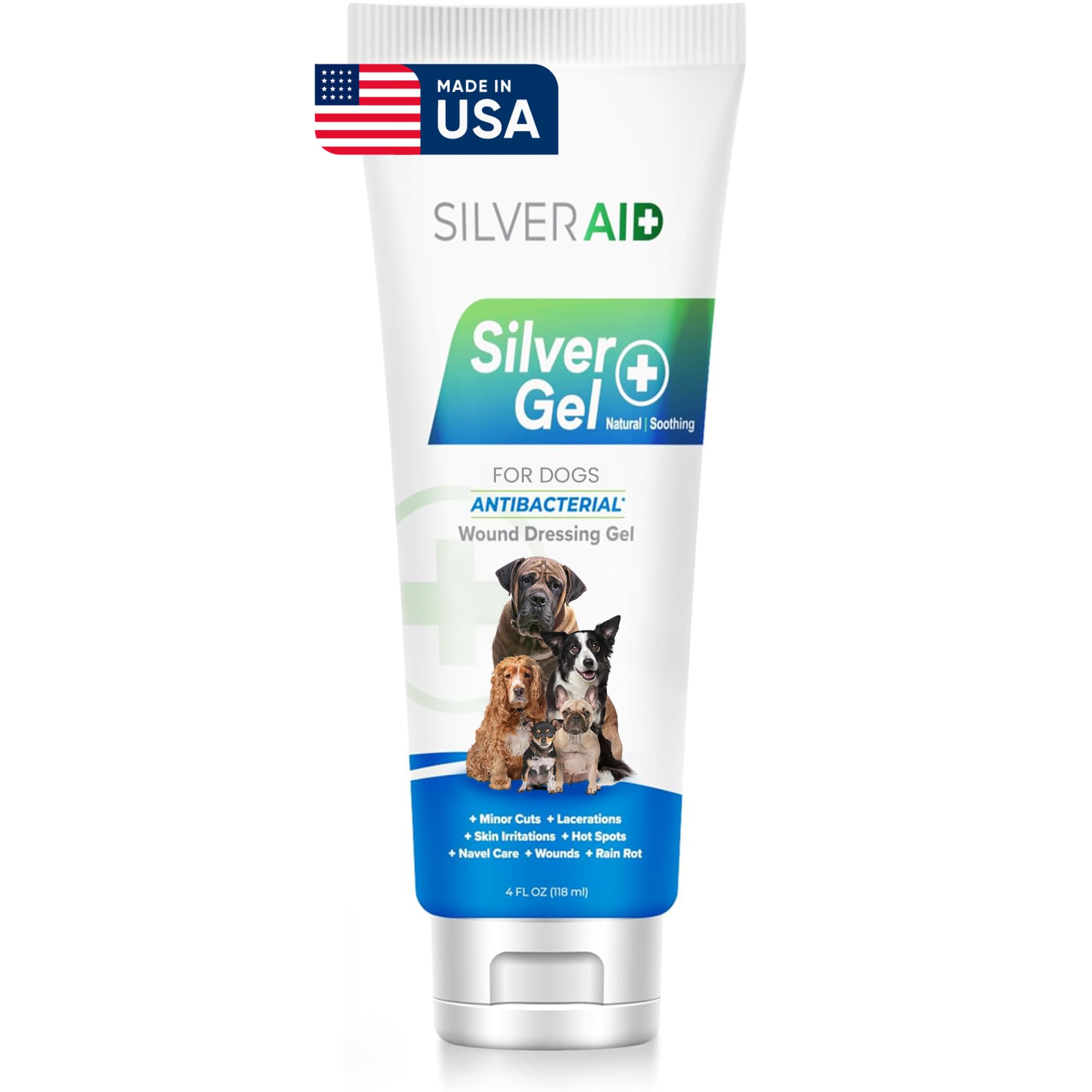 Hot Spot Treatment Gel for Dogs Colloidal Silver Wound Care for Cuts, Bites, Rashes, Skin Irritations &amp; Ulcers, Dog Wound Care Solution, 4.0 Ounces - Vet Recommended &amp; Made in USA