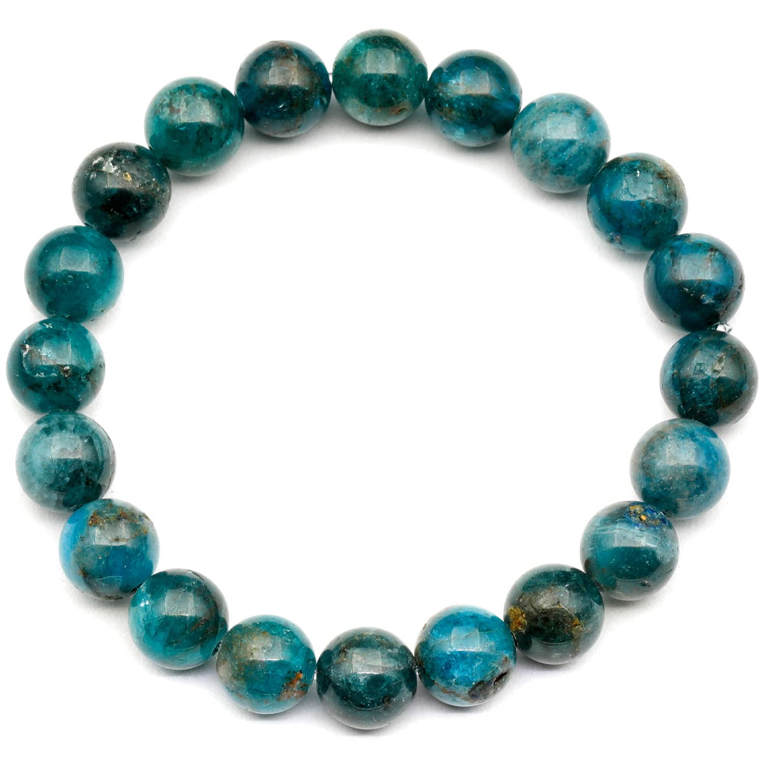 Dehnbares Armband mit natürlichen Apatitperlen, echter blauer Kristall, Zwillinge, Edelstein elastisch, 8 mm Perlen, Modeschmuck