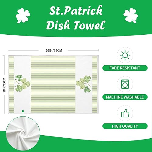 Miniatura 8 de ARKENY Juego de 2 toallas de cocina del día de San Patricio, diseño de trébol verde bendecido del día de San Patricio, paños de cocina de secado de