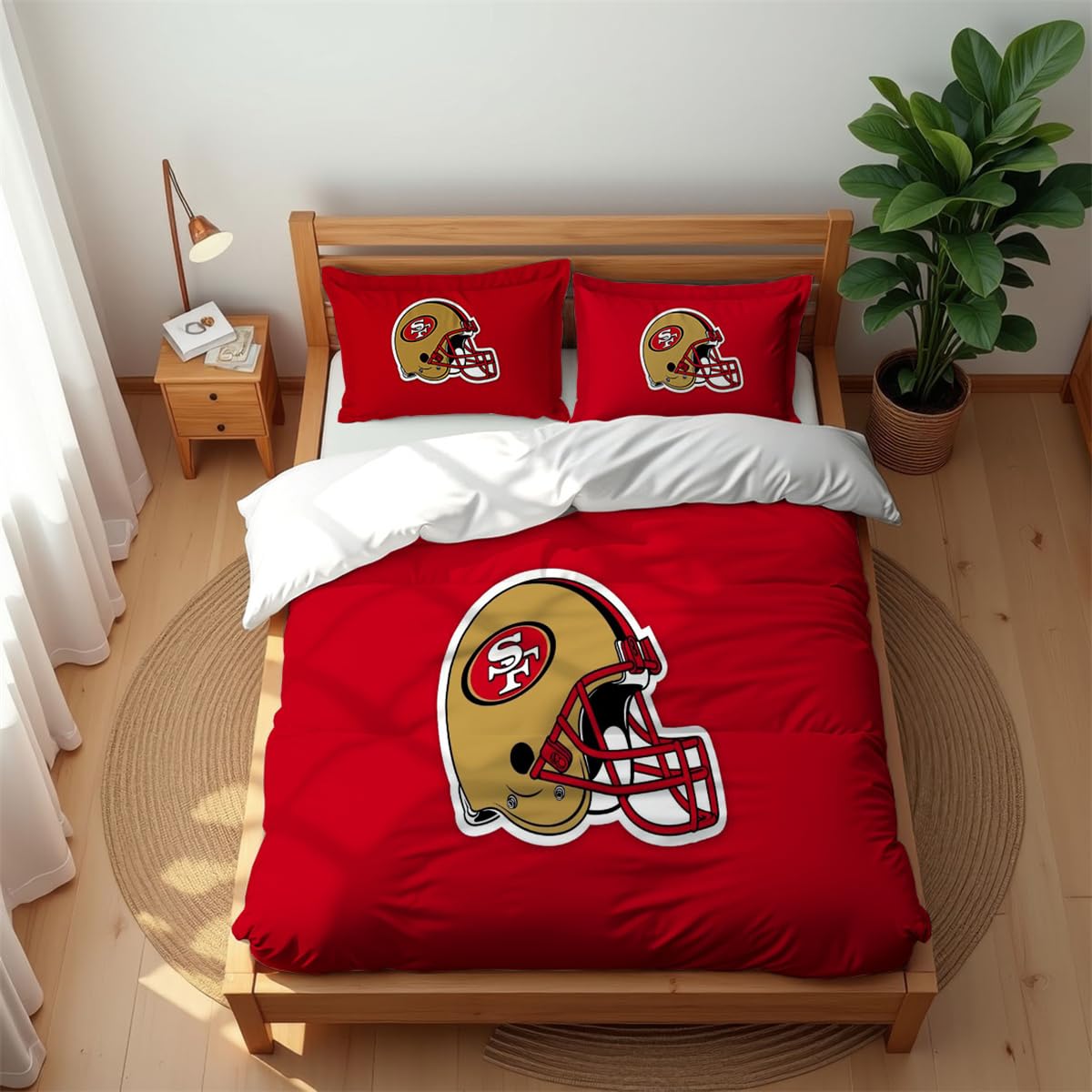 Premium Hotel Style Bedding Set Football Rugby 3PCS Soft Cotton Rich Quilt Cover for All Seasons (Style 01,200x200cm(Double))