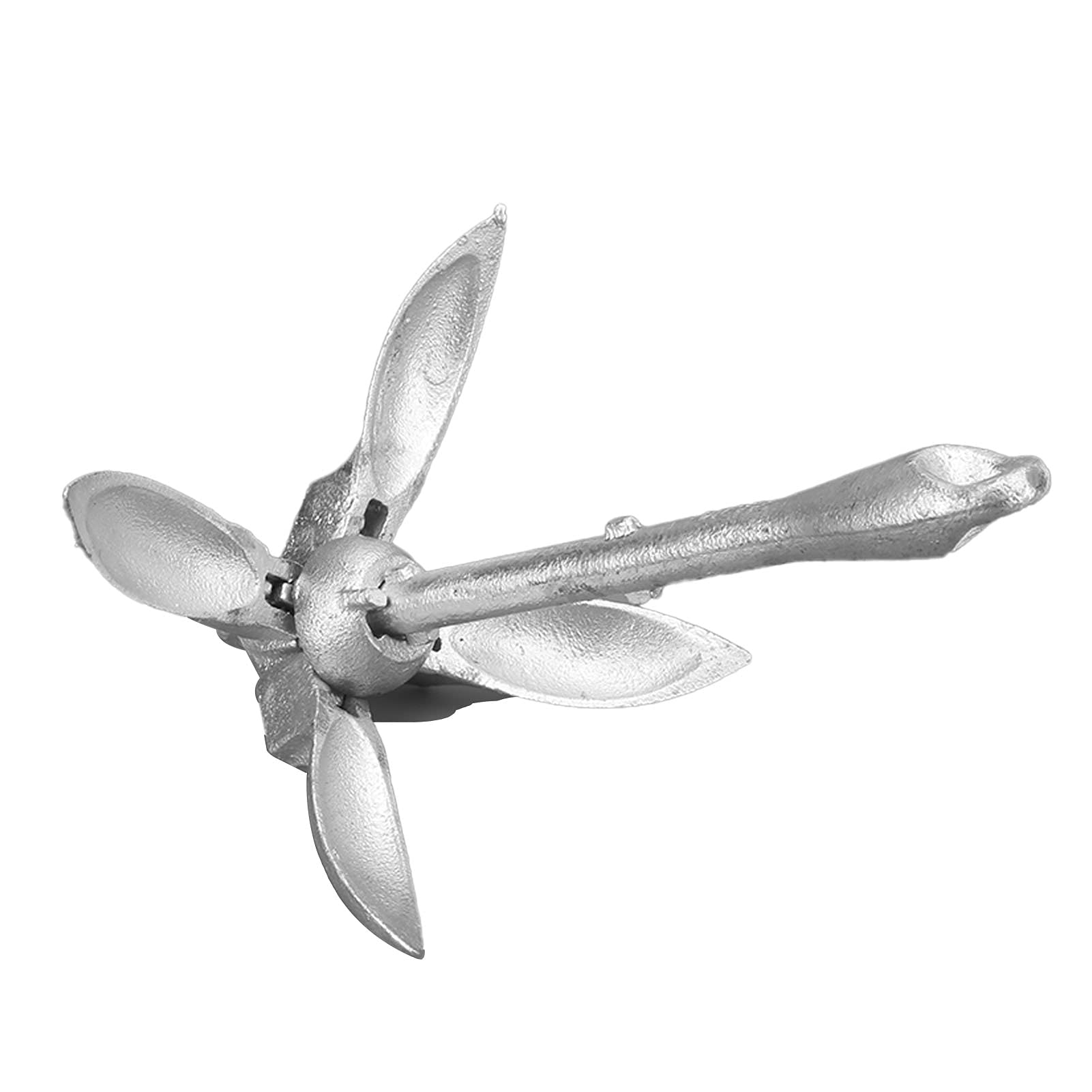 Ancla de rezón plegable de 3,3 libras, acero inoxidable galvanizado, fuerte capacidad de agarre, ancla de barco para barcos pequeños, balsas, canoas, kayaks