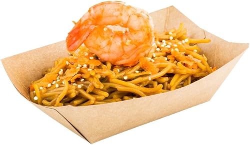 Bio Tek - Botes de papel para botes de 6 onzas, 50 bandejas desechables #40 para alimentos, forro de polietileno, duraderas, cestas de alimentos de