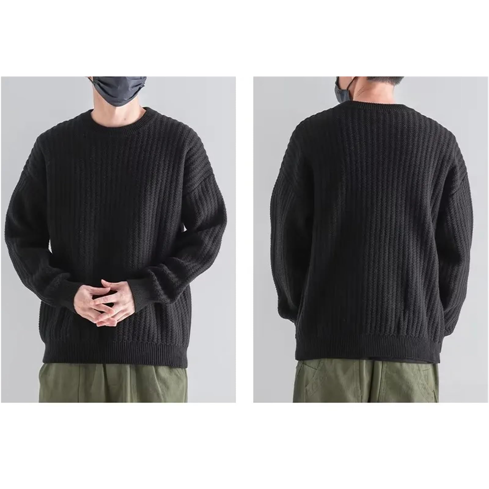 Męskie swetry męskie swetry jesienne jednokolorowe swetry slim fit dzianinowe swetry na co dzień retro ciepłe swetry