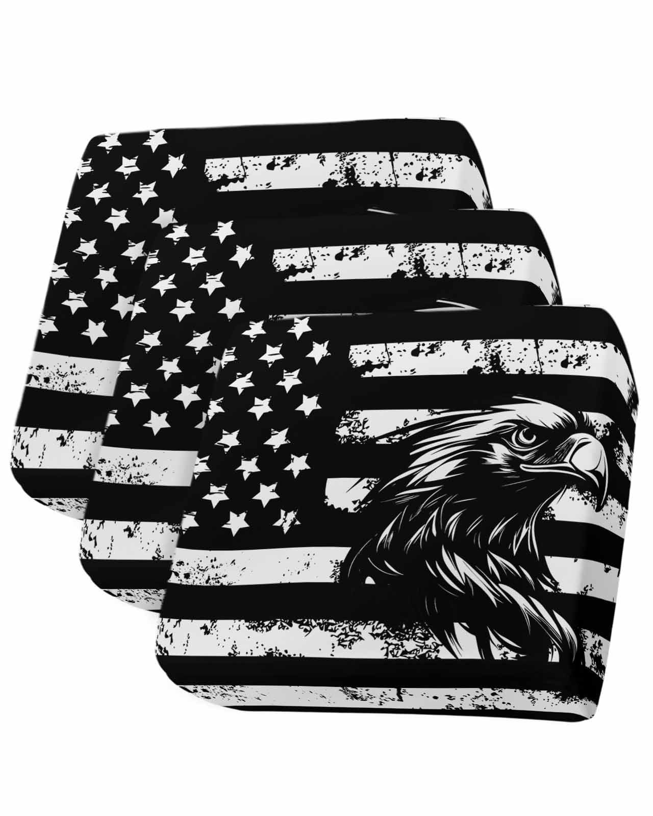 Kewadony Sofa Seat Covers for Cushion Couch Washable, Black Eagle 4th of July 3 Pcs Small Sofa Cushion Cover Waterproof, Independence Day American