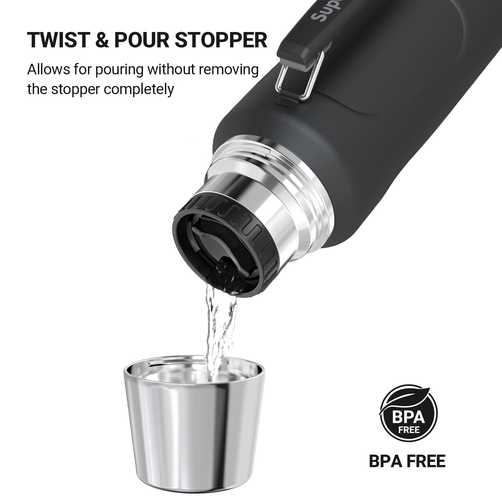 Super Sparrow Stainless Steel Water Bottle - 2L - Wide Mouth Vacuum Insulated Flask - BPA-Free ThermosBottle - Leakproof Lid Doubles as Cup - Image 3
