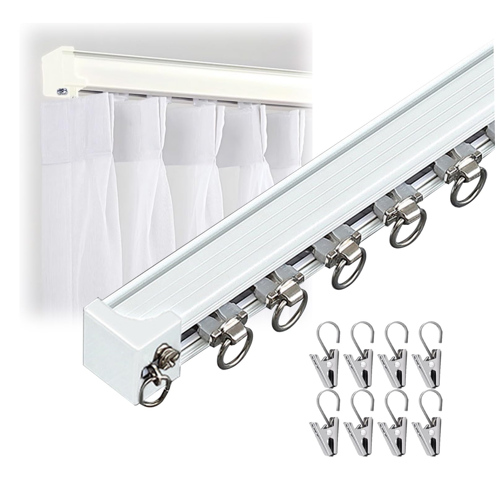 Rail de rideau blanc 265 cm pour séparer un salon ou habiller une baie