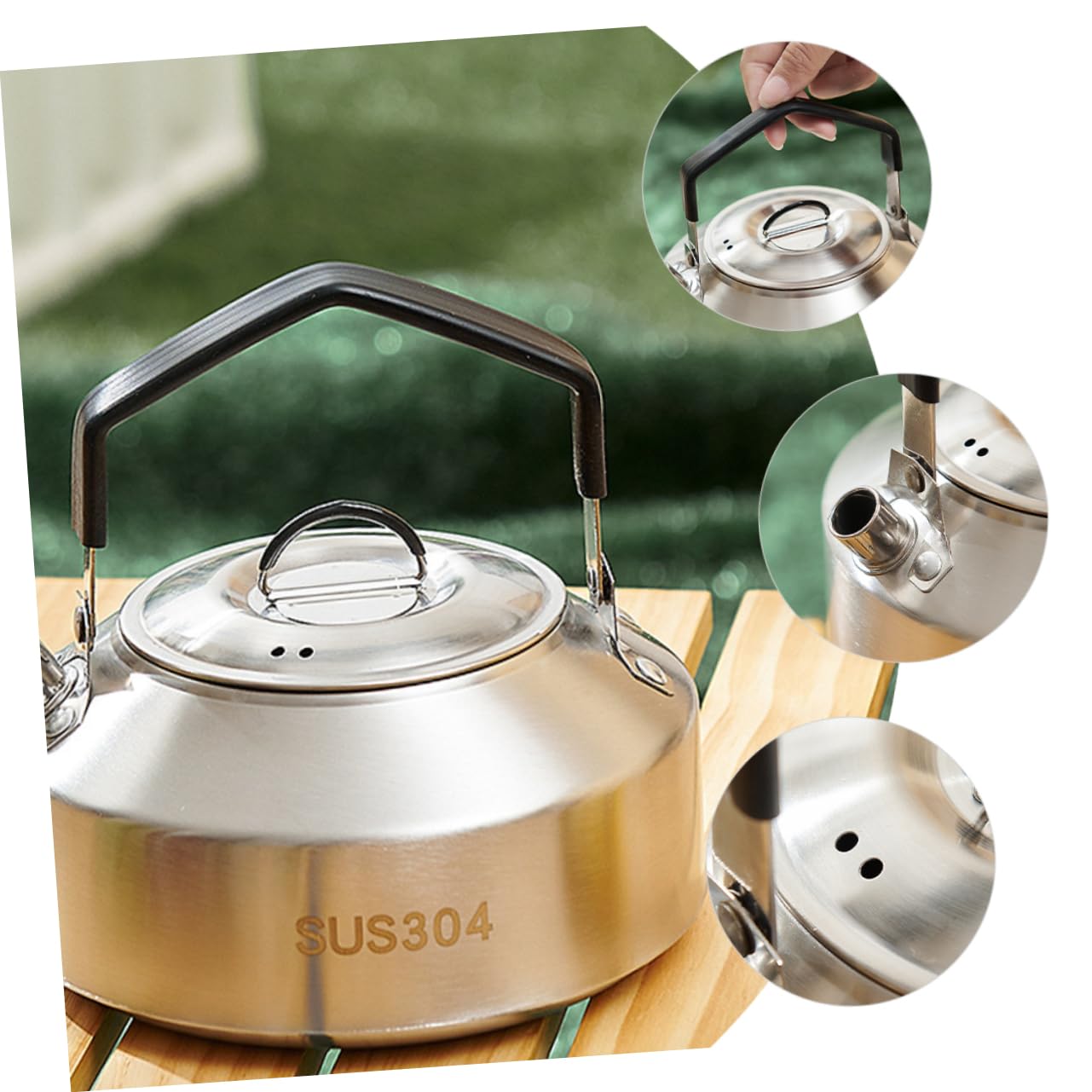 Toyvian 2 Piezas Tetera De Acero Inoxidable Hervidor De Agua Para Acampar Portátil Ligero Tetera De Campamento Al Aire Libre s Para Acampar Para Plata