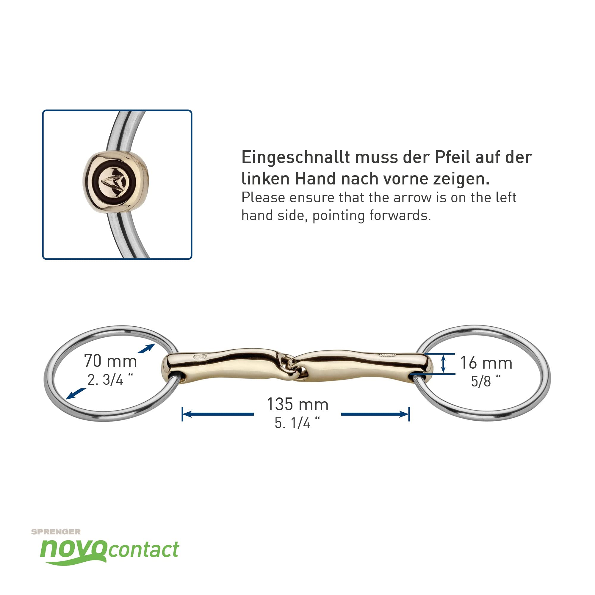 Sprenger - NOVOcontact Trense mit einem Gelenk, 16 mm dick, SENSOGAN