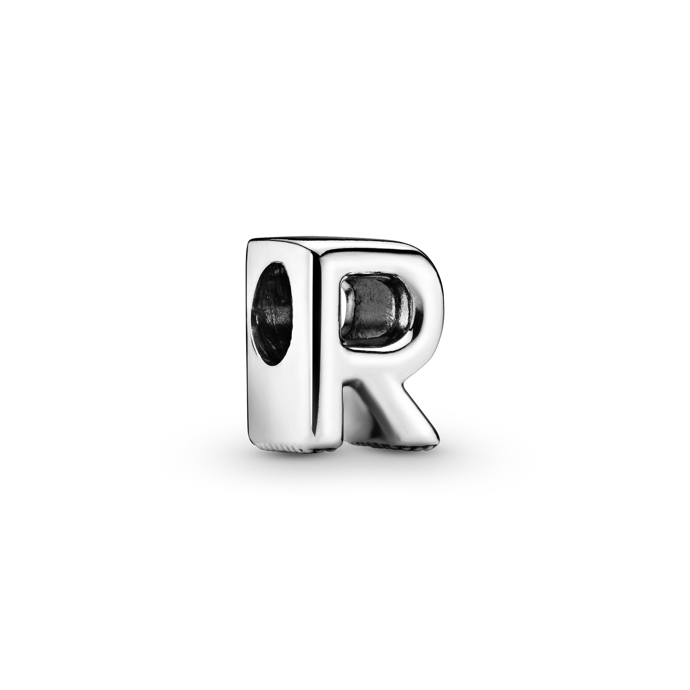 PANDORA Moments Buchstabe R - wendbares Alphabet-Charm aus Sterling-Silber mit geprägten Herzen und Perlen an der Rückseite - kompatibel mit Armbändern Moments Kollektion