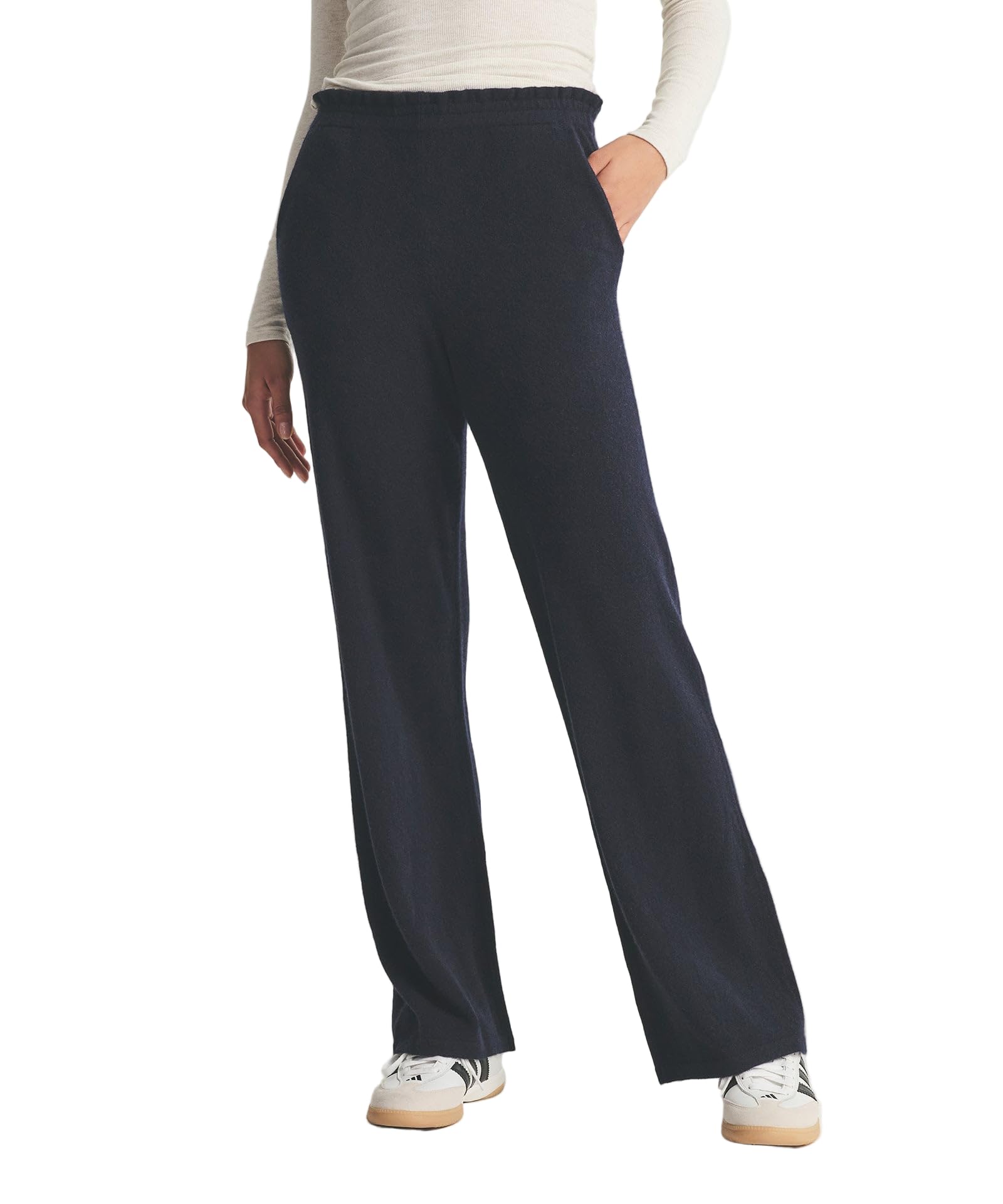 NAADAM Womens Signature Cashmere Paperbag Wide Leg Pants