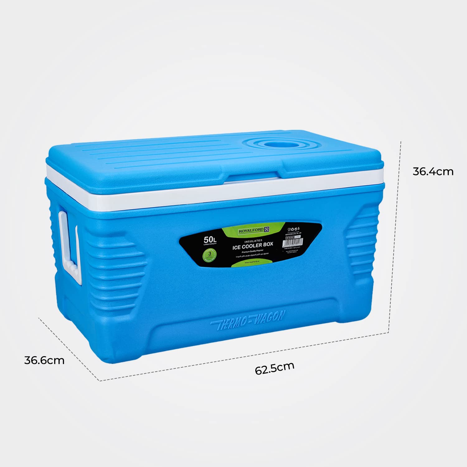 Royalford Insulated Cooler Box - Hot/Cold Freezer Box with Integrated Lock Lid and Carry Handle - Ideal for Beach and Picnic — view 8