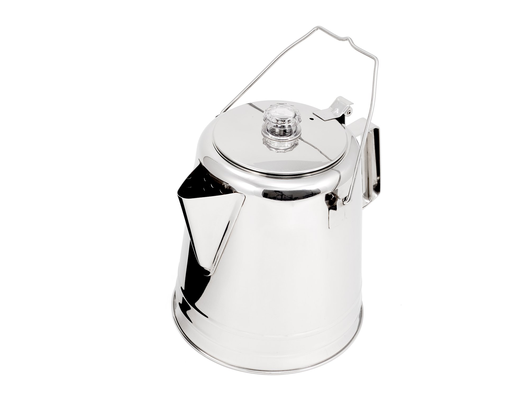 GSI OutdoorsGlacier Stainless Steel Percolator Coffee Pot | Ultra-Rugged for Brewing Coffee Over Stove and Fire | Ideal for Group Camping, 28 cup (65028)