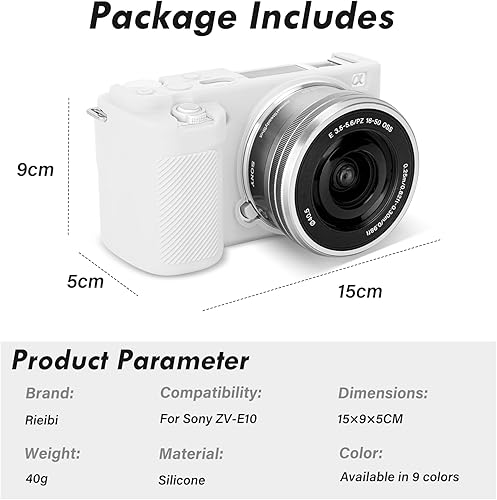 Miniatura 2 de Rieibi ZVE10 Caso, Funda Protectora De Silicona Suave Para Sony ZV-E10 ZVE10 Cámara, Cubierta De Goma Ligera Para Sony Alpha ZVE10 - Blanco
