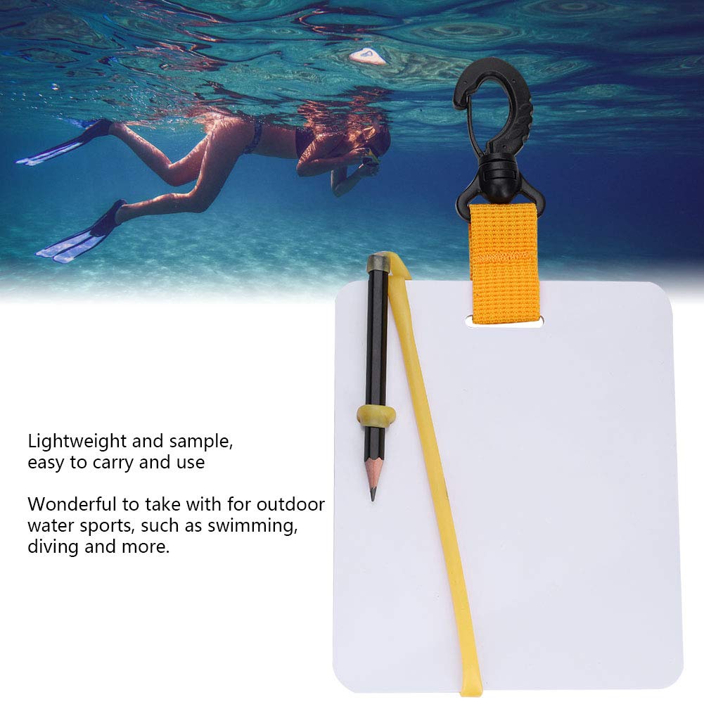 Underwater Writing Slate, Reusable Underwater Writing Pad with Swivel Clip and Pencil Diving Writing Board Underwater Notepad for Water Sports