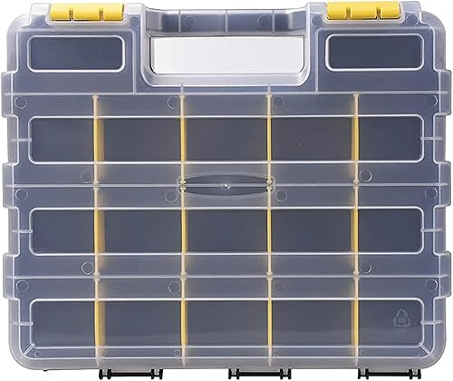 Miniatura 7 de Caja organizadora de herramientas, 34 compartimentos, organizador de piezas pequeñas con divisores extraíbles, plástico duradero, caja de