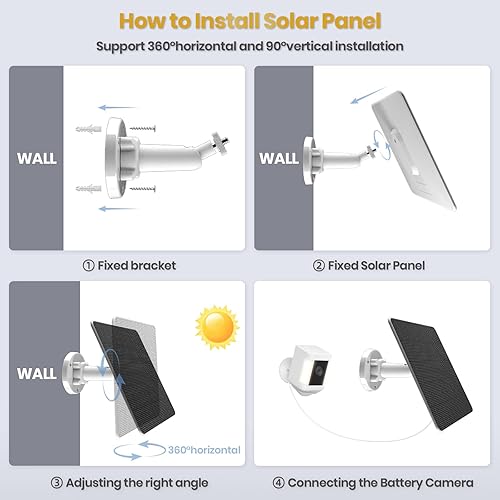 Miniatura 7 de FlexSolar Paquete de 1 panel solar de 6 W para cámara de seguridad al aire libre, cargador solar USB de 5 V compatible con cámara de batería