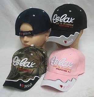 AES Relax God is in Control Christian Dark Blue Embroidered Cap Hat 815