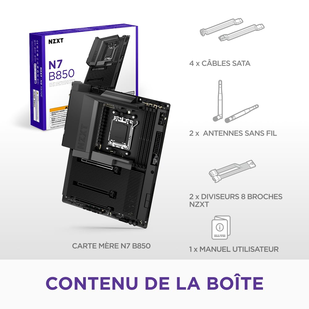 NZXT N7 B850 - Carte Mère AMD B850 AM5 ATX - Noir